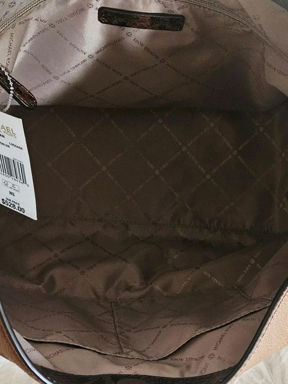 Michael Kors Brown Pebbled Leather Shoulder Hobo with MK Charm - Picture 6 of 6